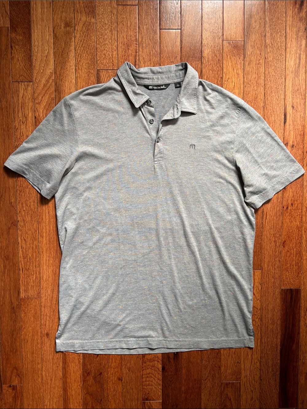 Travis Mathew Men's Heather Gray Speckled Polo Size L
